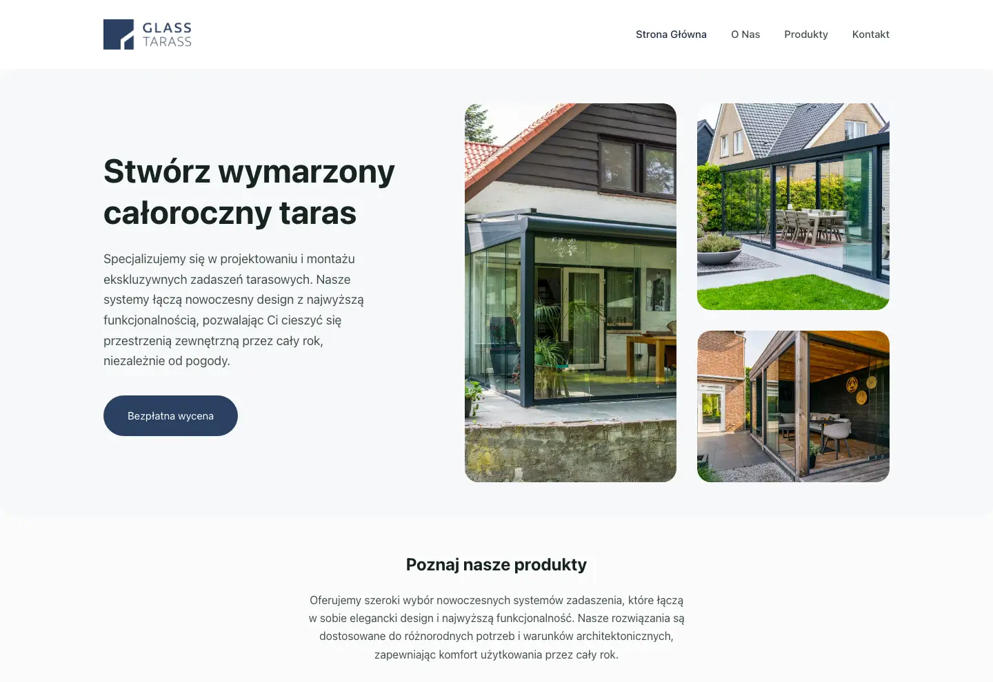 Strona wdrożona dla Glass Tarass