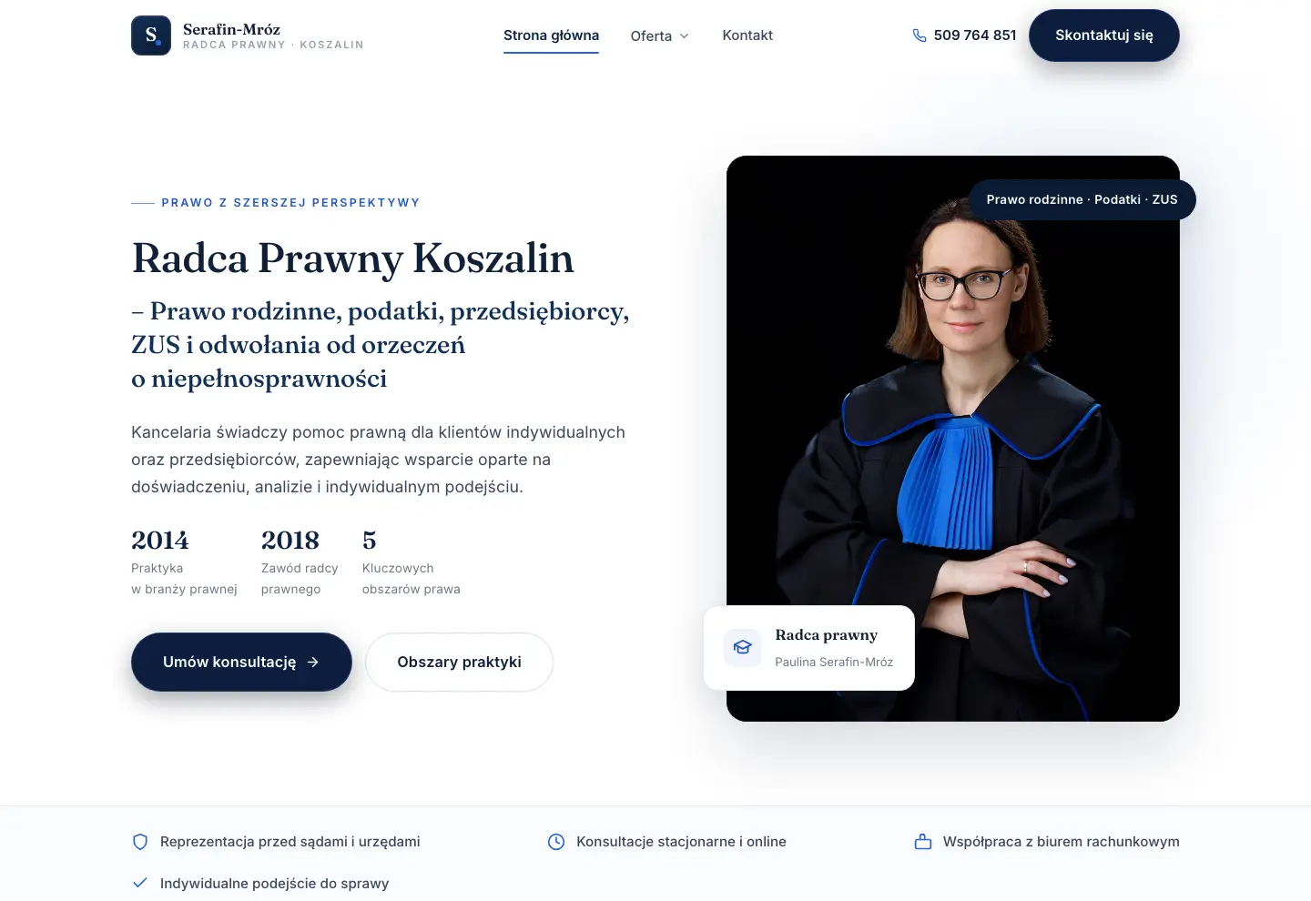 Strona wdrożona dla Kancelaria Serafin-Mróz