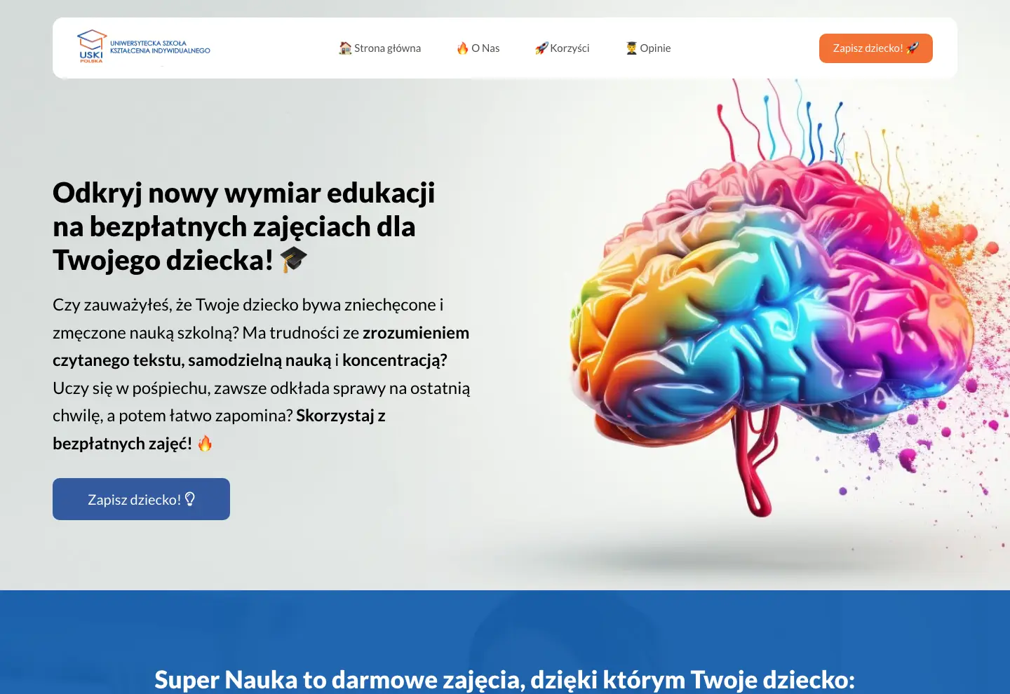 Strona wdrożona dla Super Nauka